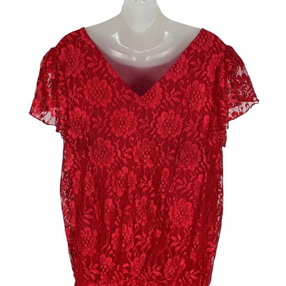 Vintage 80s Does 20s Fringe Lace Flapper Gatsby Costume Party Red Dress L/XL - Picture 7 of 8